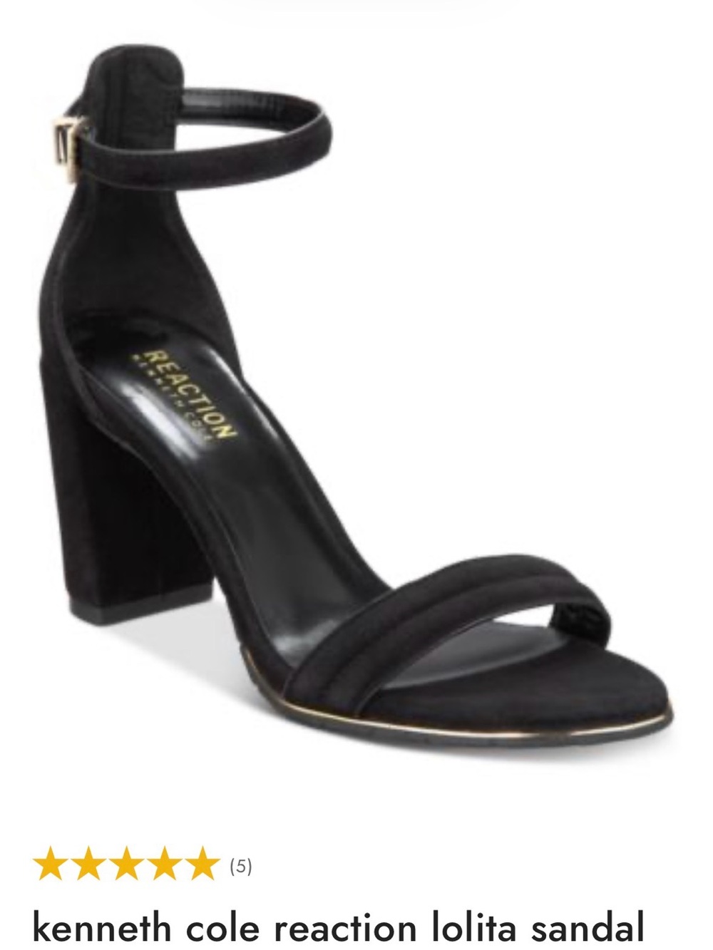 Kenneth Cole Reaction Lolita Ankle-Strap Block Heel Sandal - Black size 9
